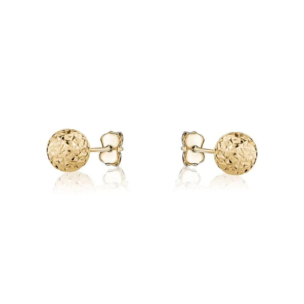 10k Gold Diamond Cut Ball Studs - Biggar Diamonds