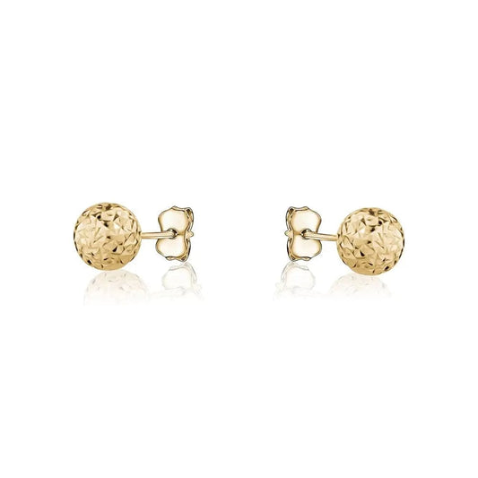 10k Gold Diamond Cut Ball Studs - Biggar Diamonds