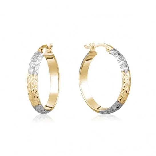 10k Gold Diamond Cut Hoop Earrings - Biggar Diamonds