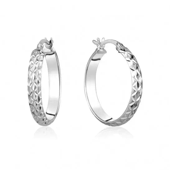 10k Gold Diamond Cut Hoop Earrings - Biggar Diamonds