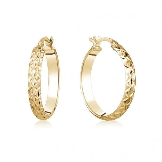 10k Gold Diamond Cut Hoop Earrings - Biggar Diamonds