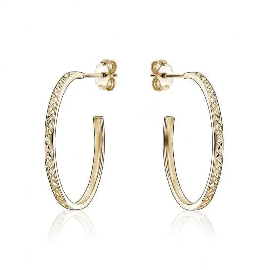 10k Gold Diamond Cut Hoop Studs - Biggar Diamonds