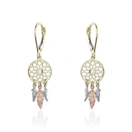 10k Gold Dream Catcher Dangle Earrings - Biggar Diamonds