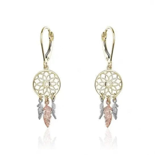 10k Gold Dream Catcher Dangle Earrings - Biggar Diamonds