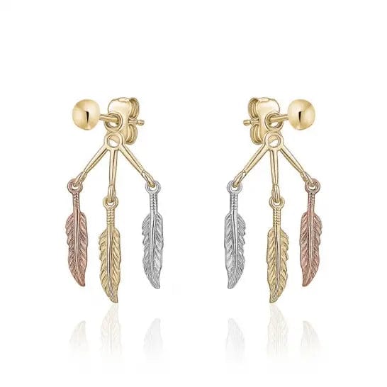 10k Gold Feather Dangle Earrings - Biggar Diamonds