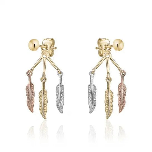 10k Gold Feather Dangle Earrings - Biggar Diamonds