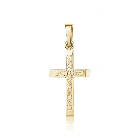 10k Gold Floral Cross Pendant - Biggar Diamonds