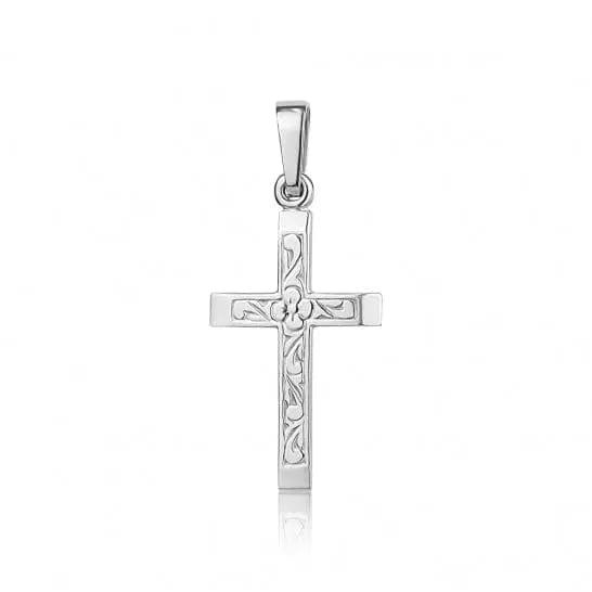 10k Gold Floral Cross Pendant - Biggar Diamonds