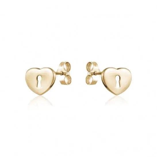 10k Gold Heart Key Hole Studs - Biggar Diamonds