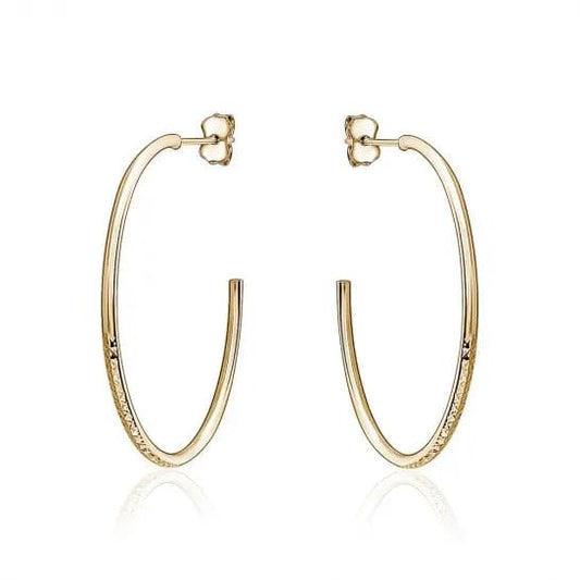 10k Gold High Polish & Diamond Cut Hoop Studs - Biggar Diamonds