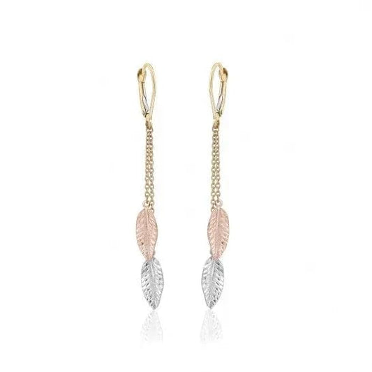 10k Gold Leaf Dangle Earrings - Biggar Diamonds