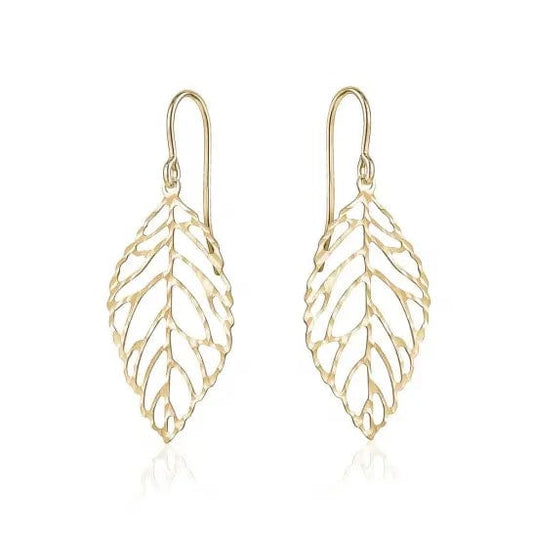 10k Gold Leaf Dangle Earrings - Biggar Diamonds