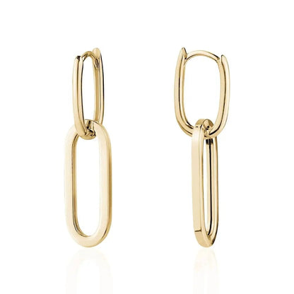 10k Gold Paper Clip Dangle Earrings - Biggar Diamonds