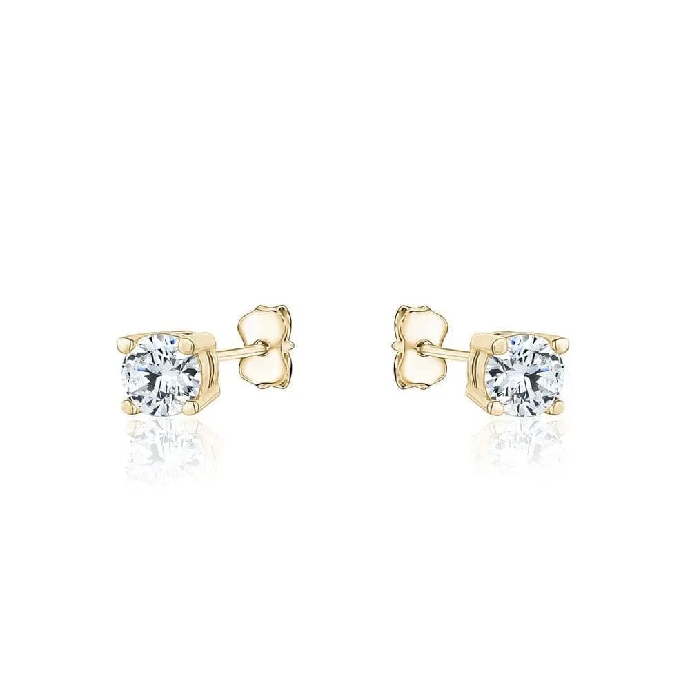 10k Gold Round CZ Studs - Biggar Diamonds