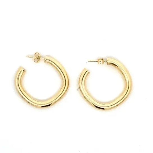 10k Gold Soft Square Hoop Studs - Biggar Diamonds