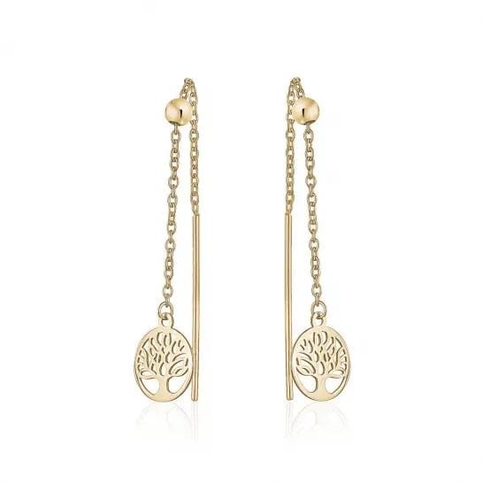 10k Gold Tree of Life Pull Through Earrings - Biggar Diamonds