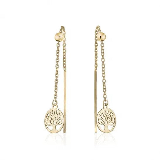 10k Gold Tree of Life Pull Through Earrings - Biggar Diamonds