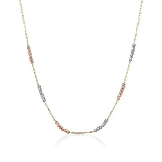 10k Tri Gold Beaded Necklace - Biggar Diamonds