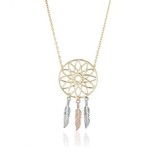 10k Tri Gold Dream Catcher Necklace - Biggar Diamonds