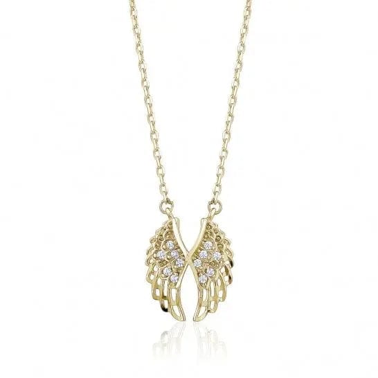 10k Yellow Gold Angel Wings CZ Necklace - Biggar Diamonds