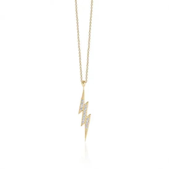 10k Yellow Gold Lightning Bolt CZ Necklace - Biggar Diamonds