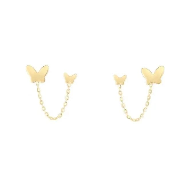 14k Gold Butterfly Double Piercing Studs - Biggar Diamonds