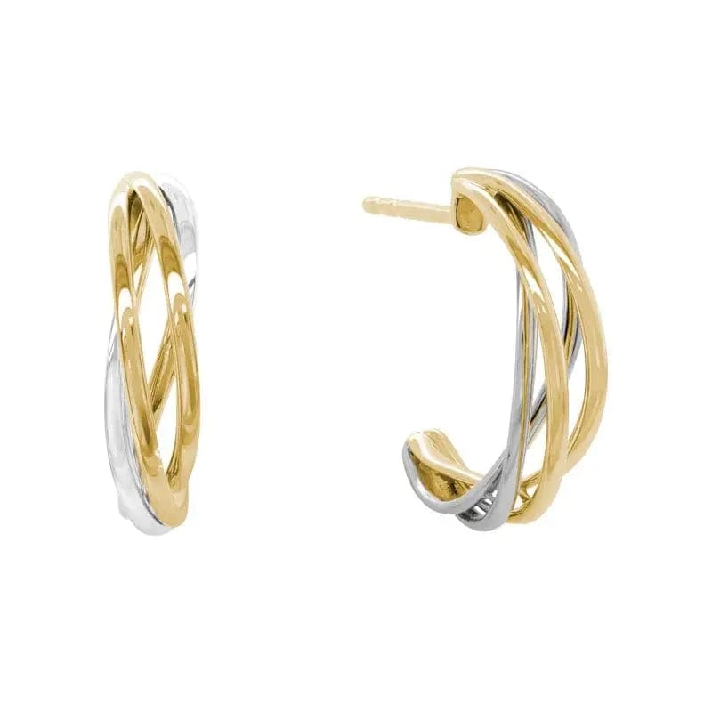 14k Gold Woven Half Round Studs - Biggar Diamonds