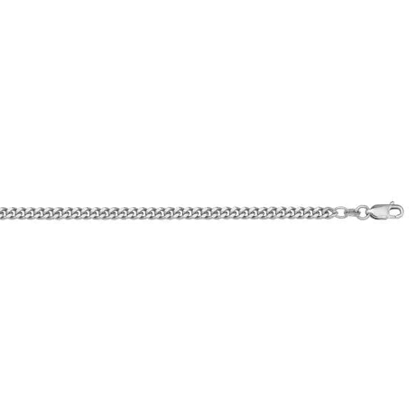 14k White Gold Solid Curb Link Chain - Biggar Diamonds