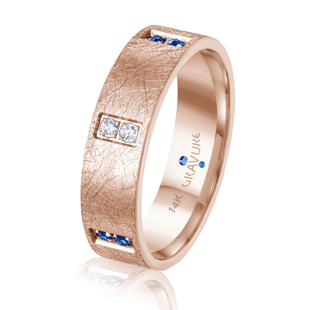 Sapphire + Diamond Wedding Band