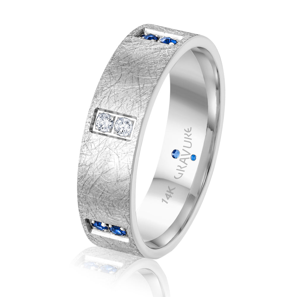 Sapphire + Diamond Wedding Band