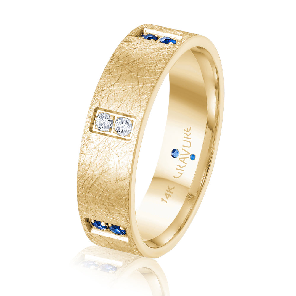 Sapphire + Diamond Wedding Band