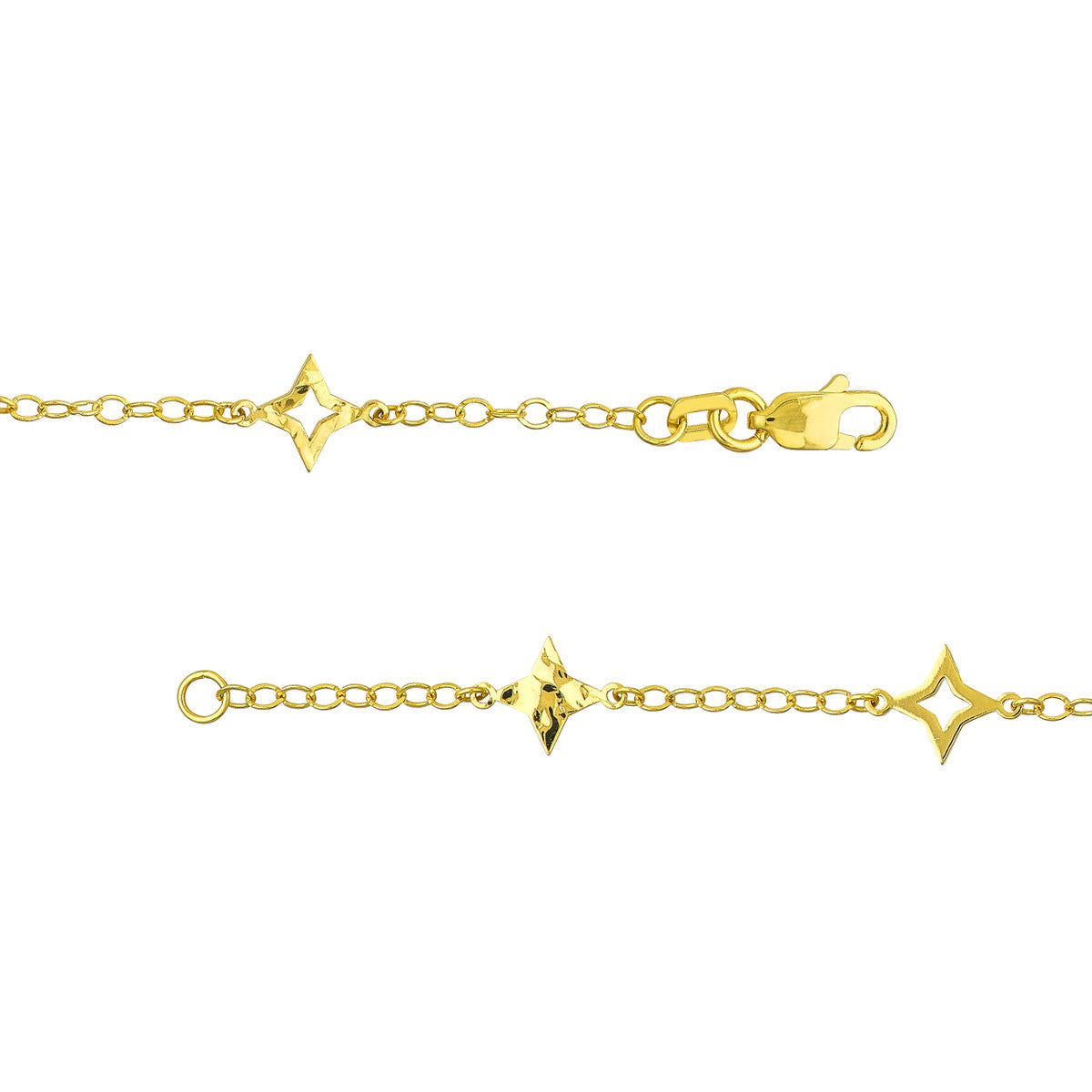 Mixed Star Curb Chain Necklace