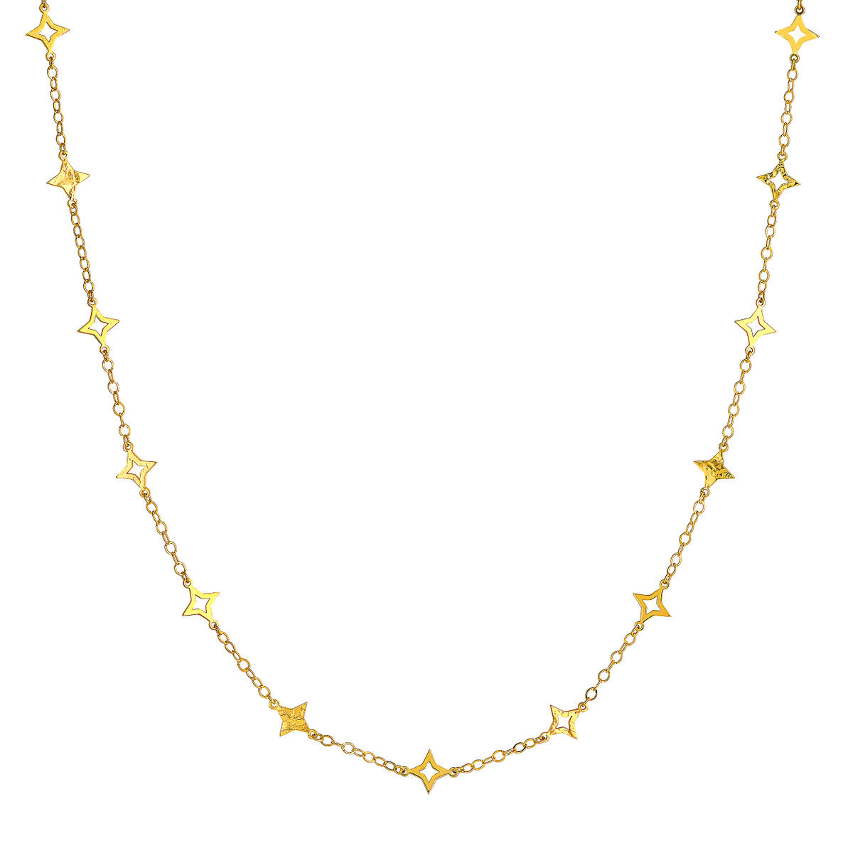 Mixed Star Curb Chain Necklace