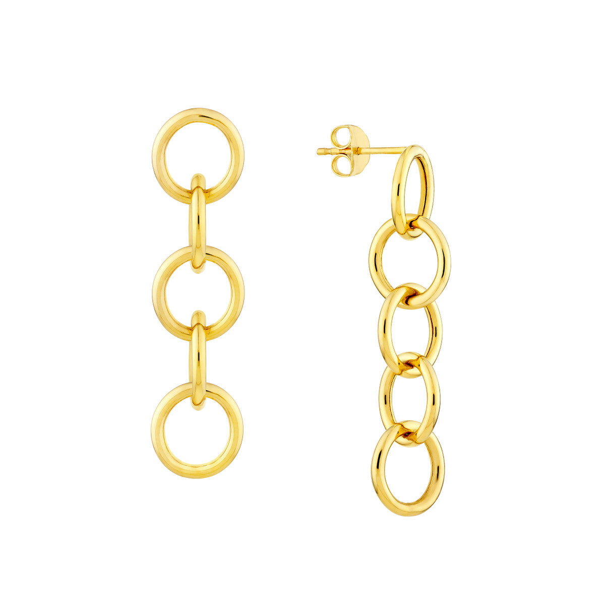 Round Endless Link Dangle Earrings