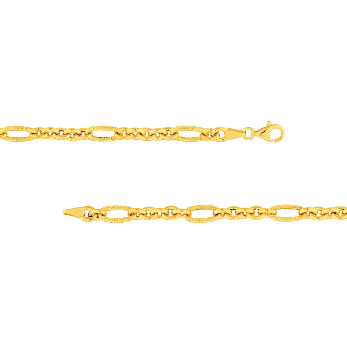 Hollow Alternating Twisted Oval Link Necklace