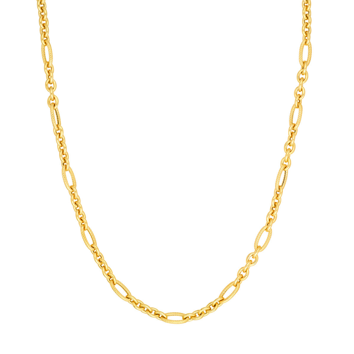 Hollow Alternating Twisted Oval Link Necklace