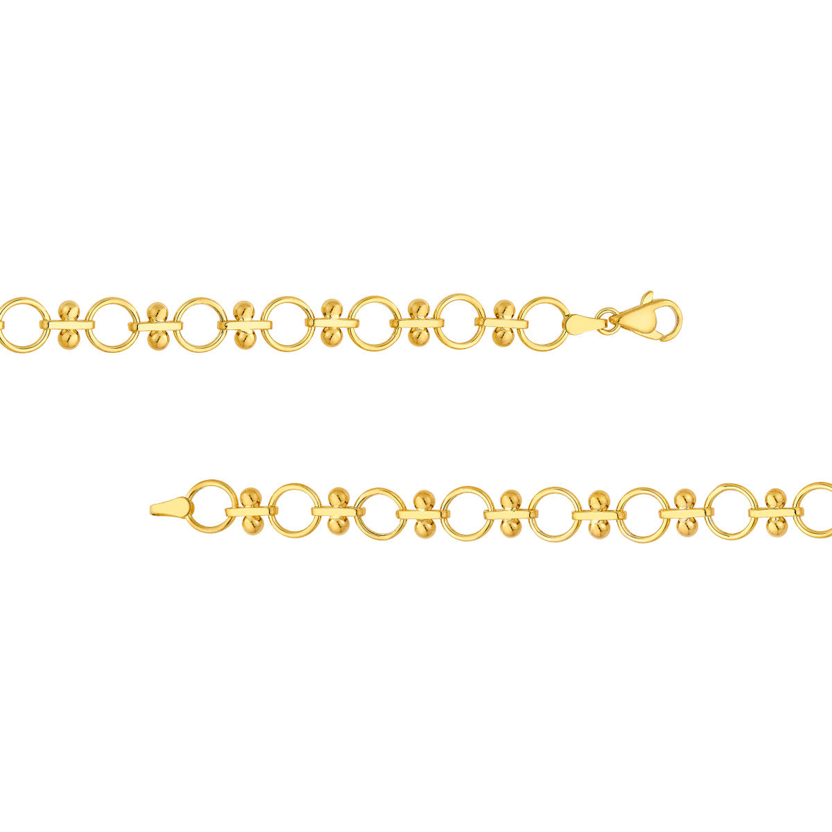 Alternating Round Link and Beaded Bar Necklace