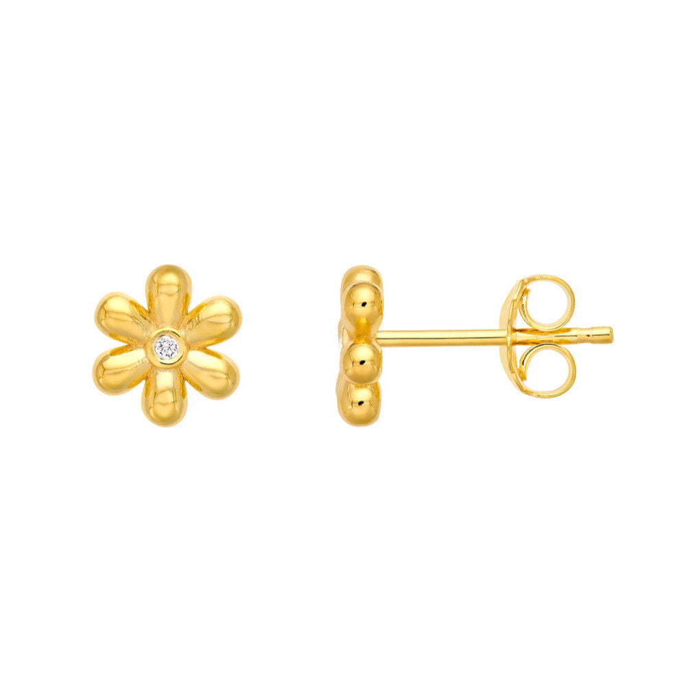 Diamond Flower Stud Earrings