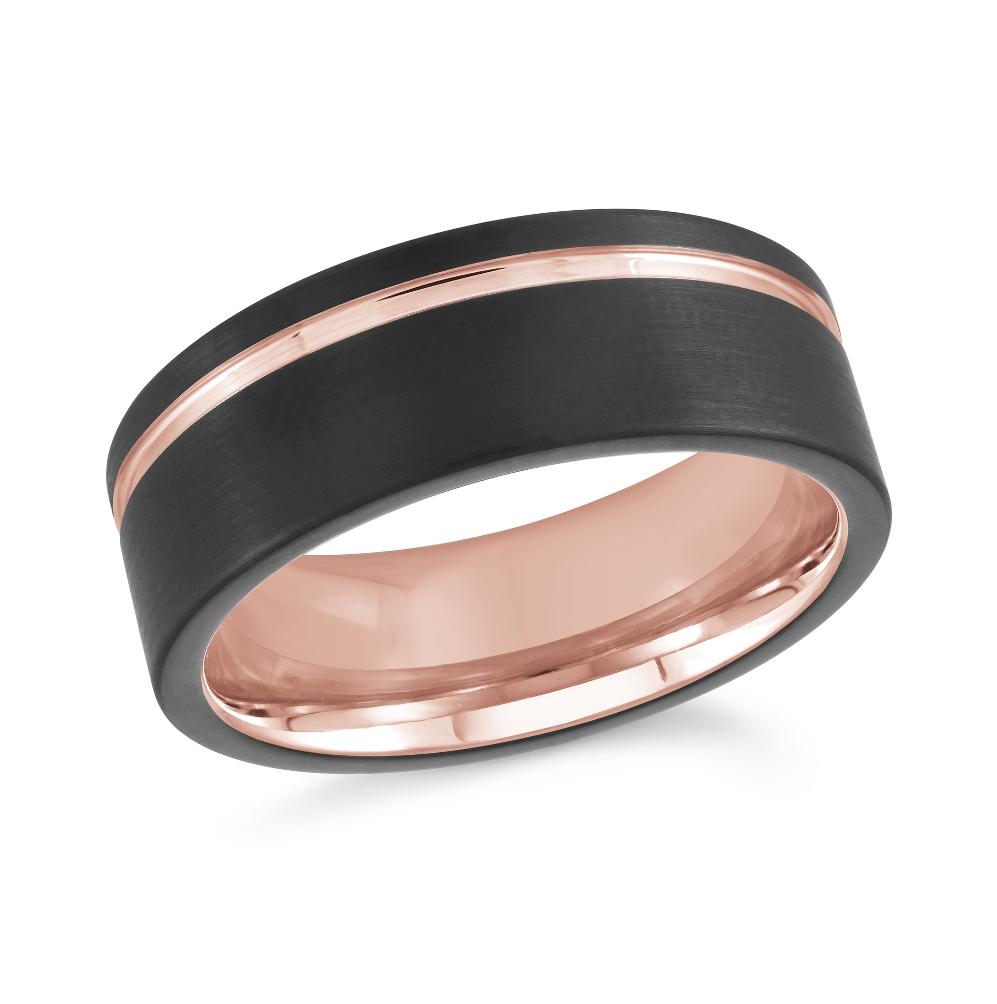 Black Tungsten + Rose Gold Wedding Band