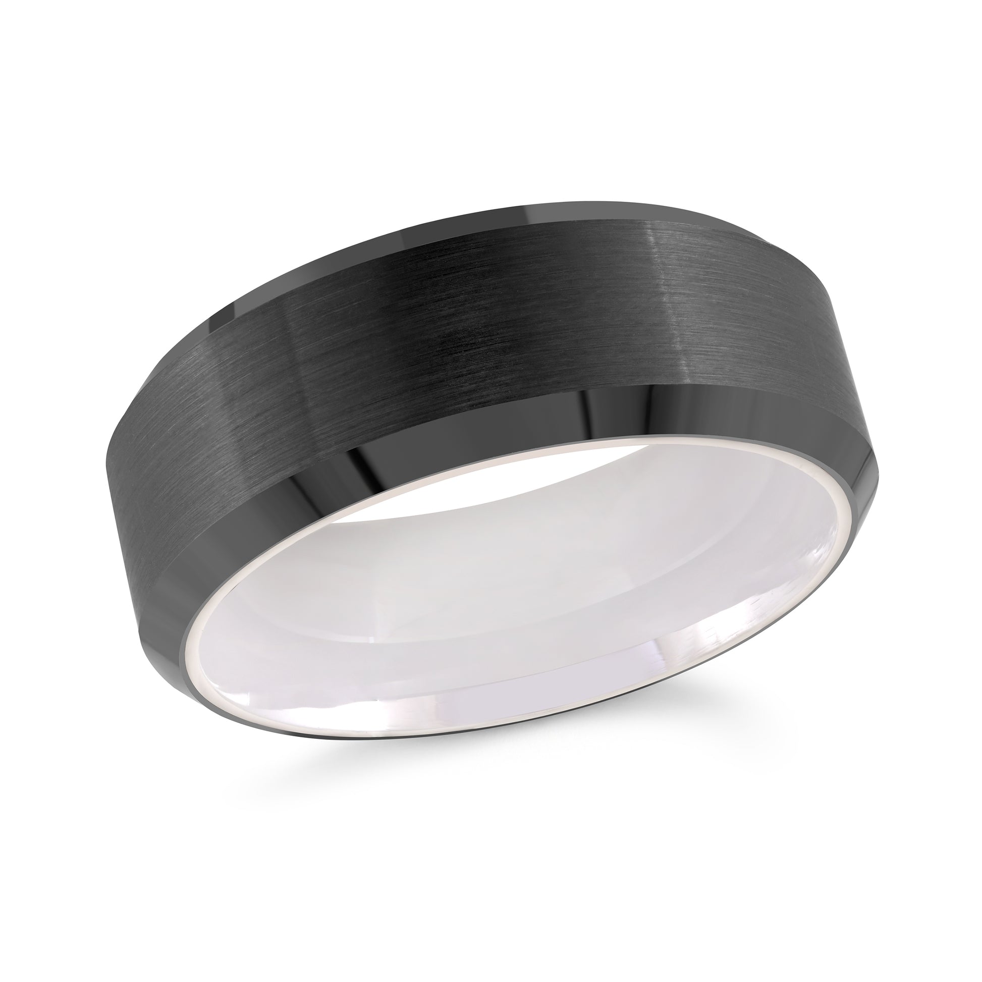 Black Tungsten + White Enamel Wedding Band
