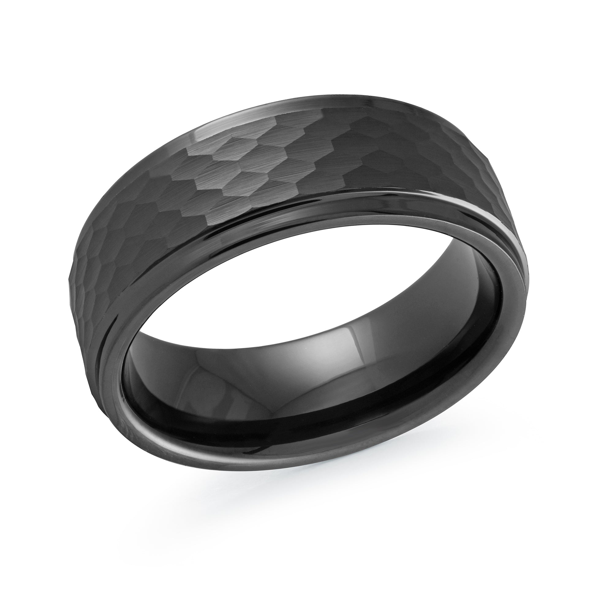 Black Hammered Tungsten Wedding Band