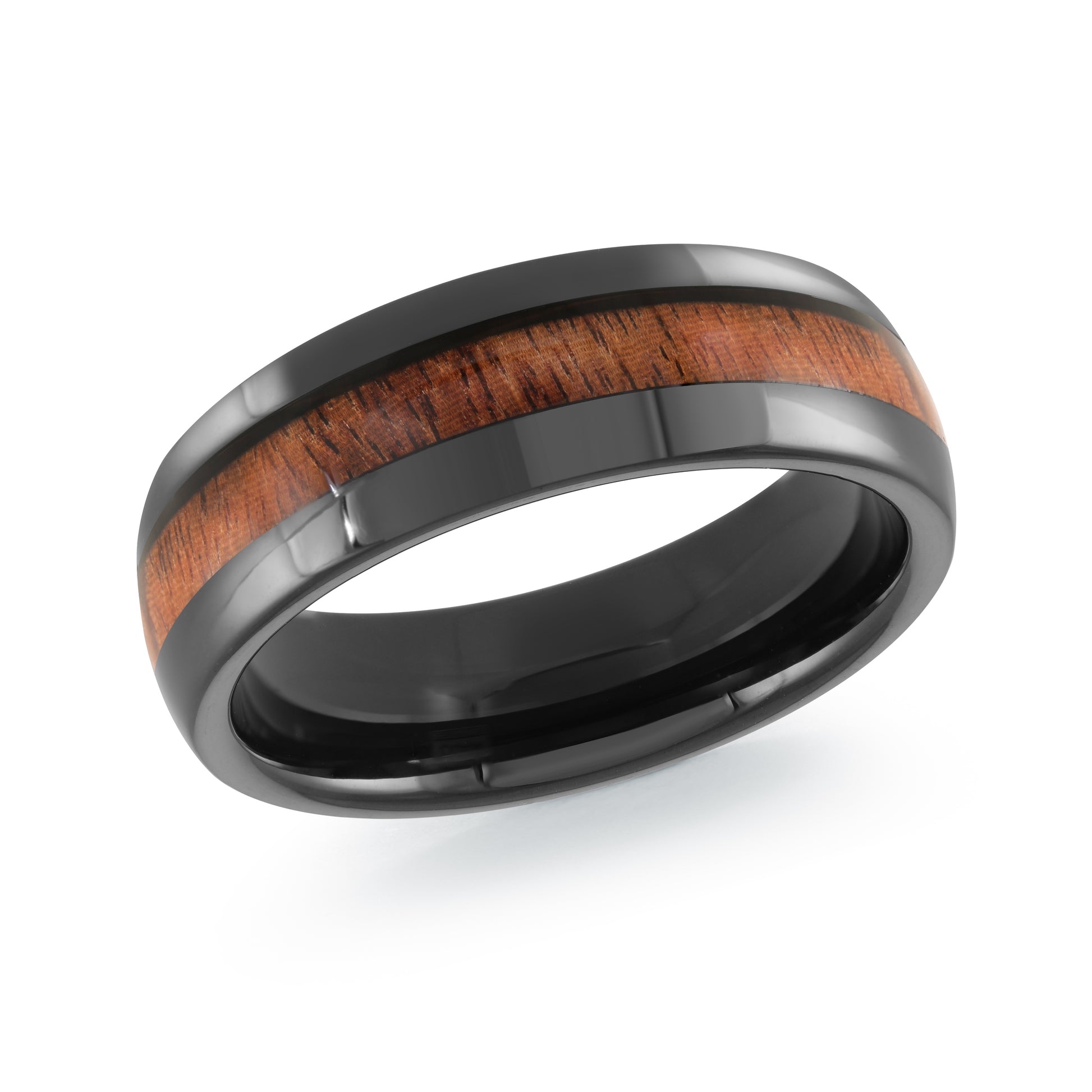Black Tungsten + Wood Inlay Wedding Band