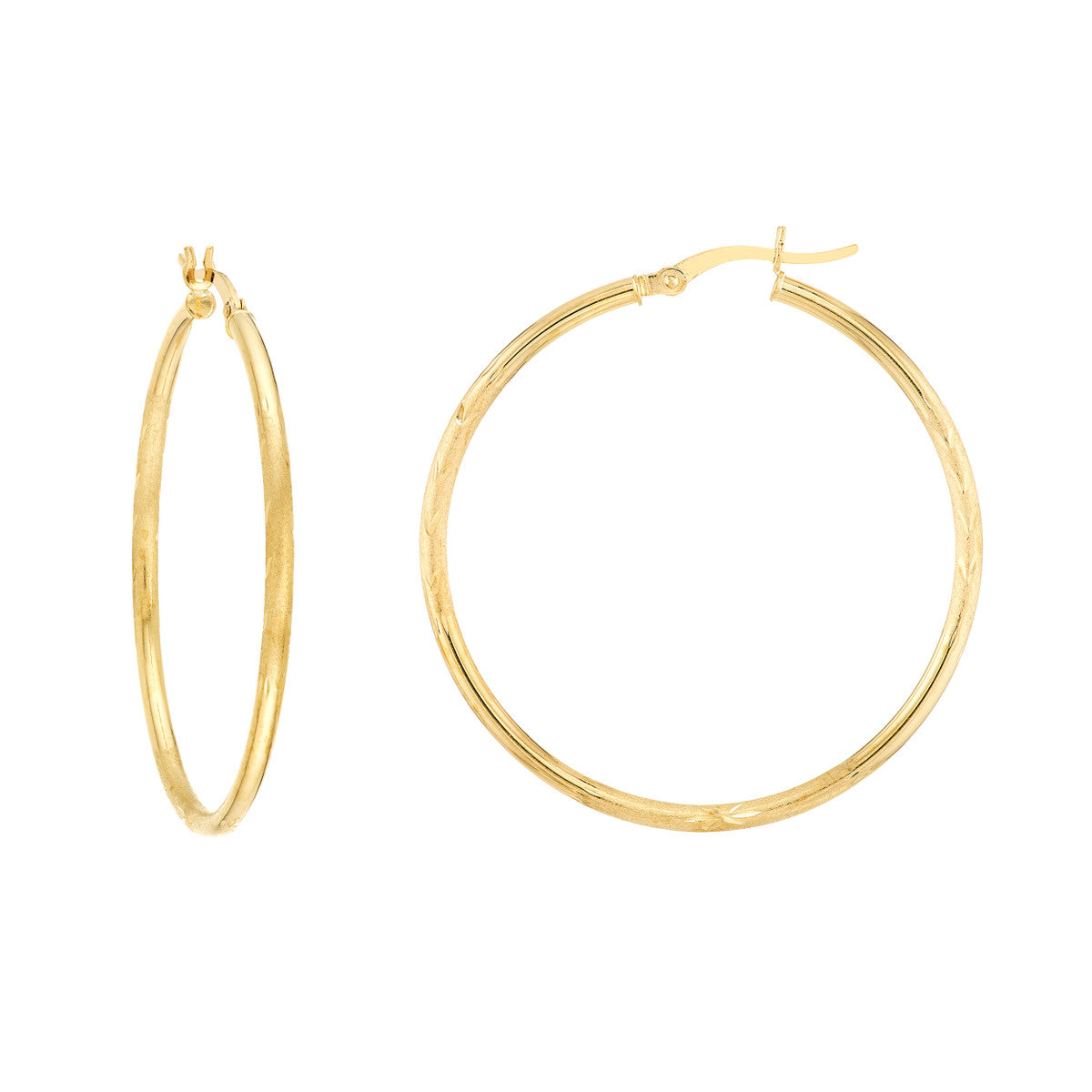 Diamond Cut Florentine Hoop Earrings