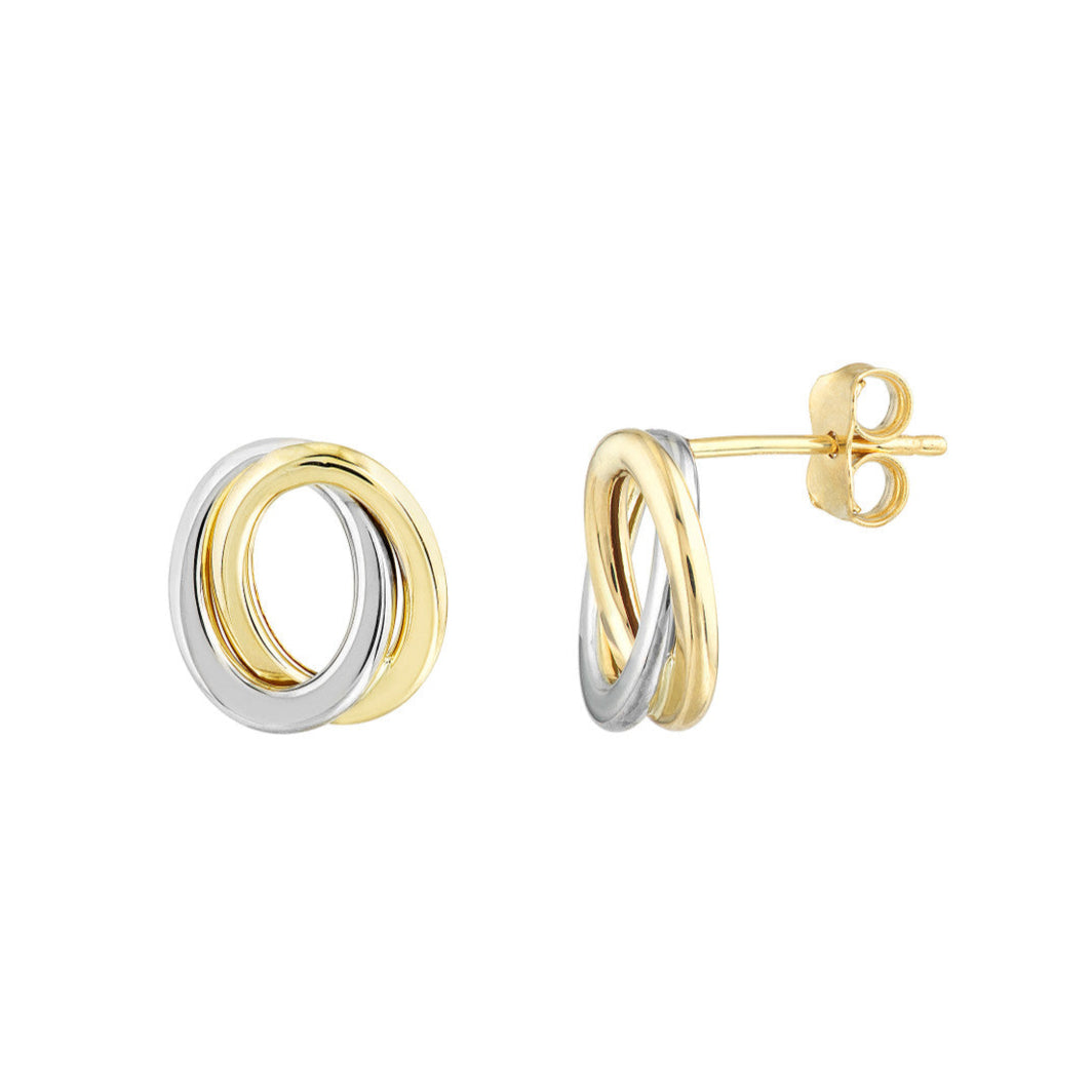 Two-tone Love Knot Stud Earrings