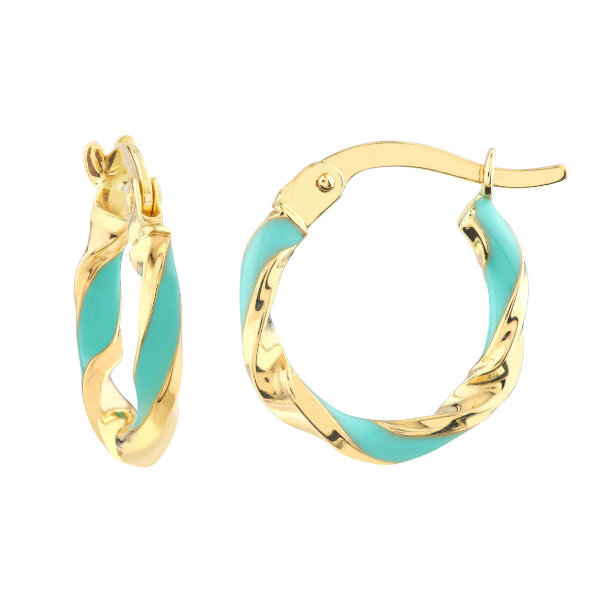 Enamel Round Twist Hoops