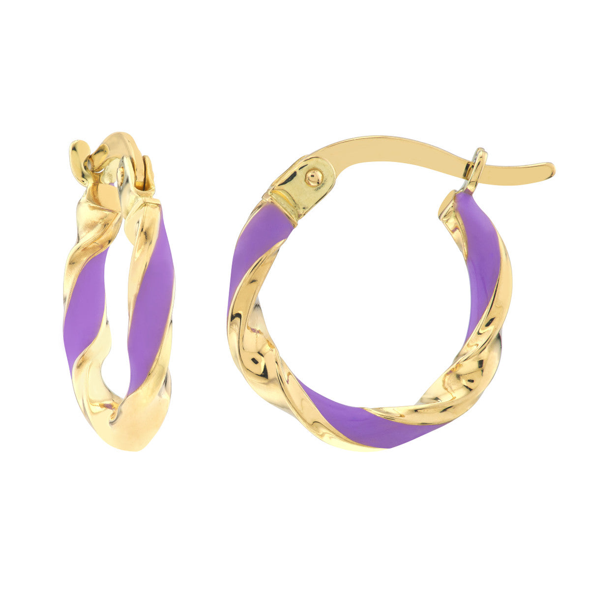 Enamel Round Twist Hoops