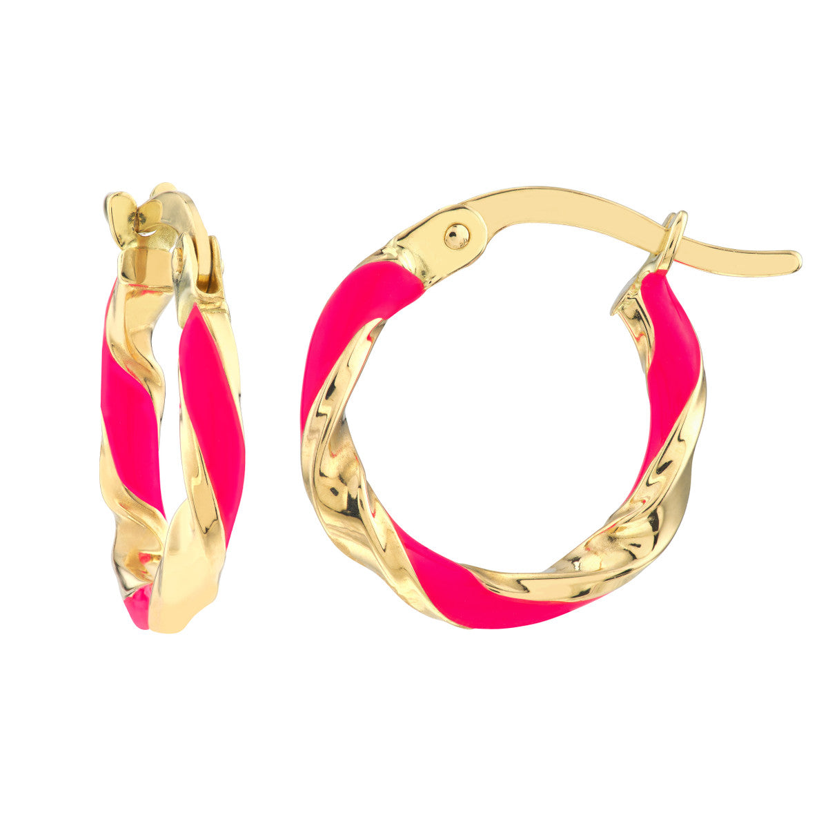 Enamel Round Twist Hoops