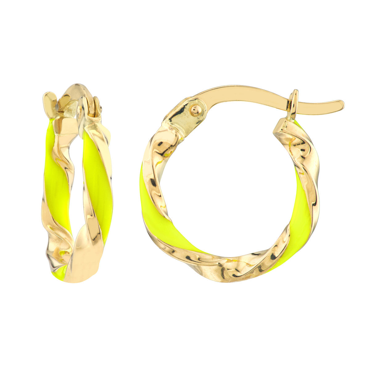 Enamel Round Twist Hoops