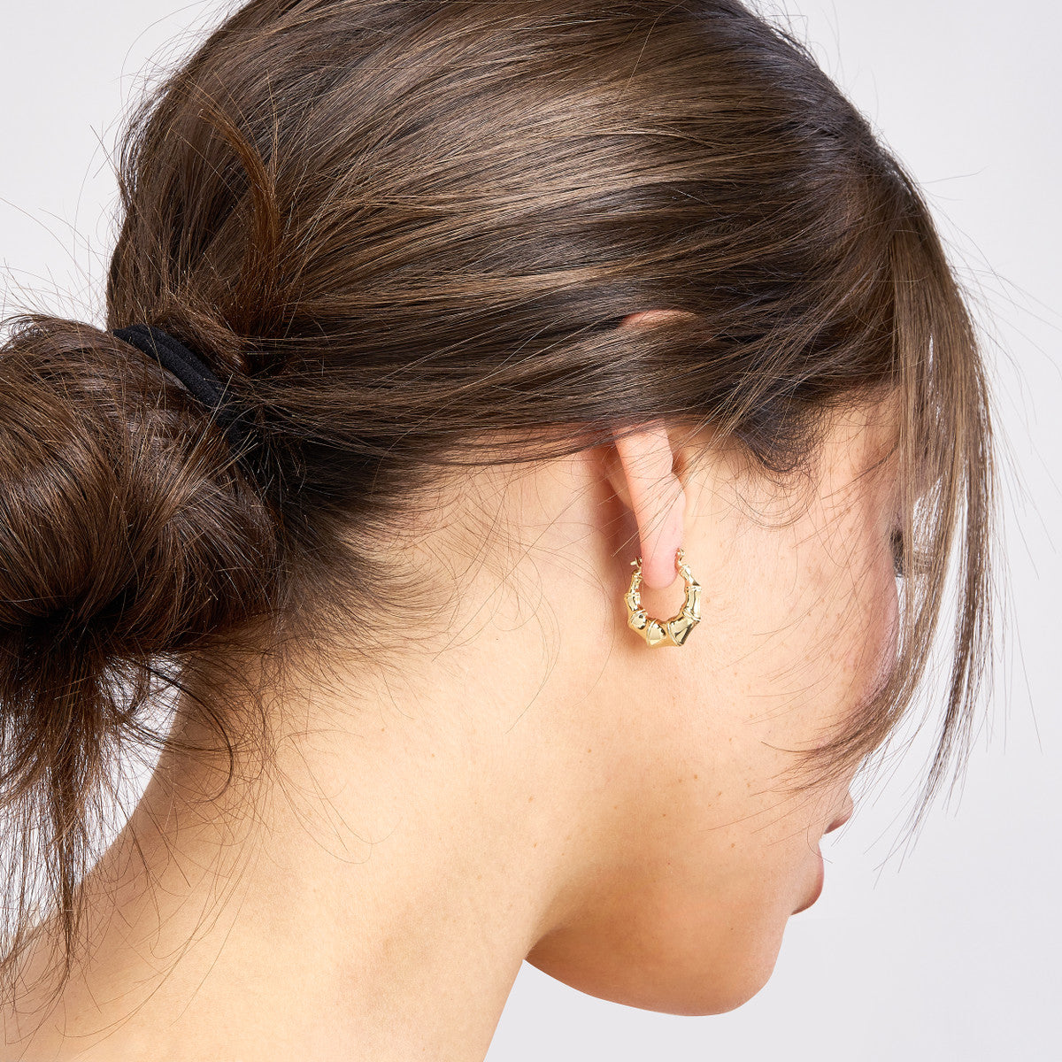 Bamboo Puff Hoop Earrings