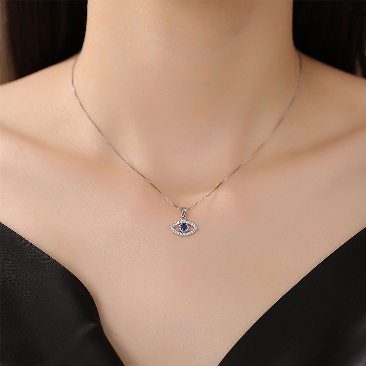 Sterling Silver Cubic Zirconia Evil Eye Pendant